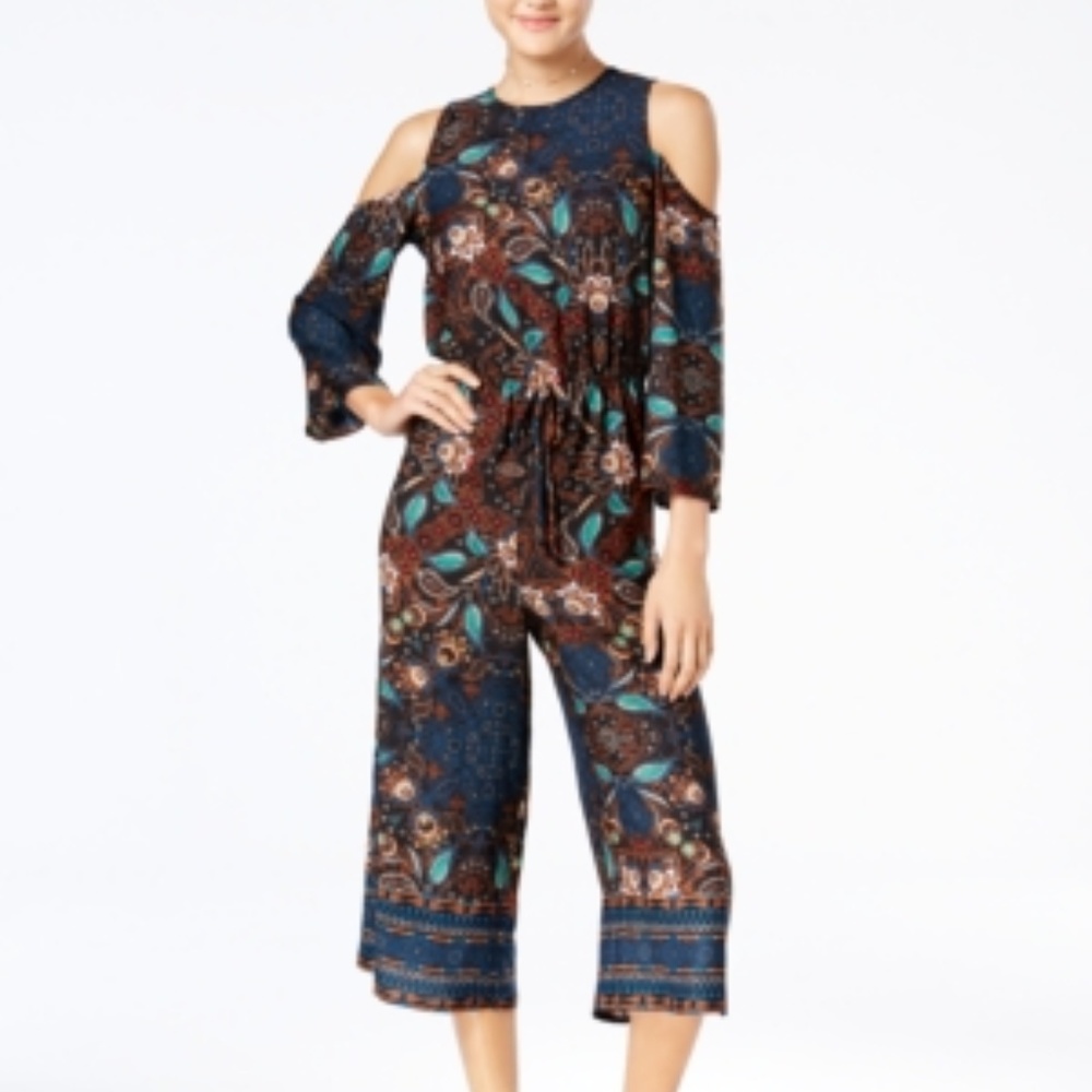 Be Bop Juniors' Cold-Shoulder Gaucho Jumpsuit